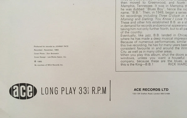 B.B. King : Live At The Regal (LP, Album, RE)