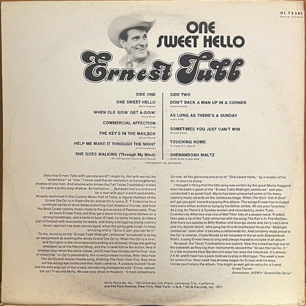 Ernest Tubb : One Sweet Hello (LP, Album, Club, Cap)