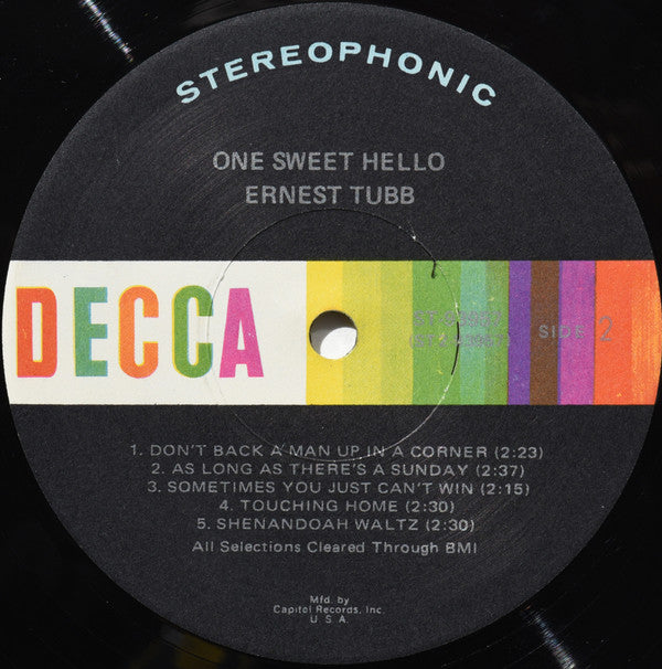 Ernest Tubb : One Sweet Hello (LP, Album, Club, Cap)