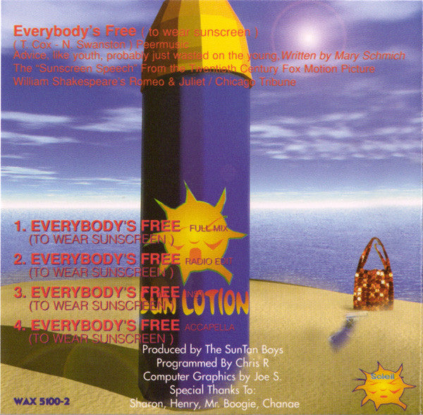 Basil Coppertan : Everybody's Free (To Wear Sunscreen) (CD, Single)