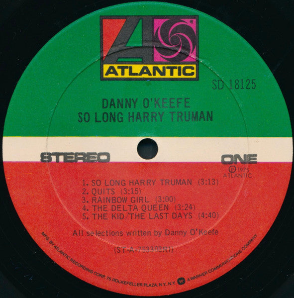 Danny O'Keefe : So Long Harry Truman (LP, Album, PRC)