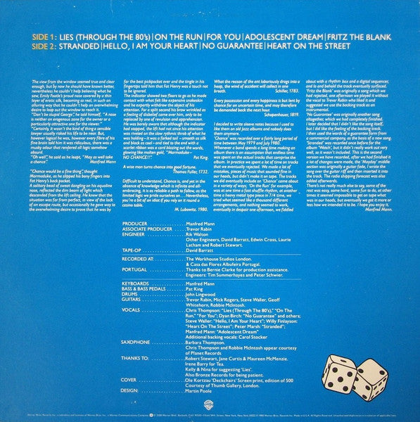 Manfred Mann's Earth Band : Chance (LP, Album, Win)