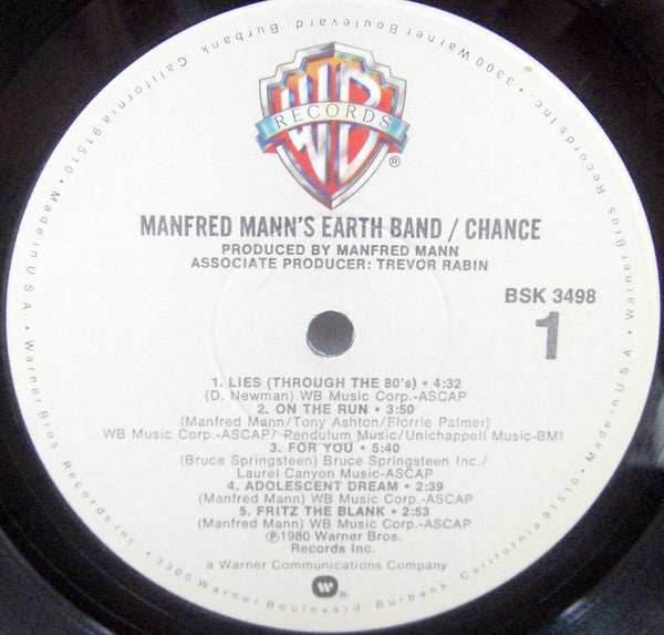 Manfred Mann's Earth Band : Chance (LP, Album, Win)