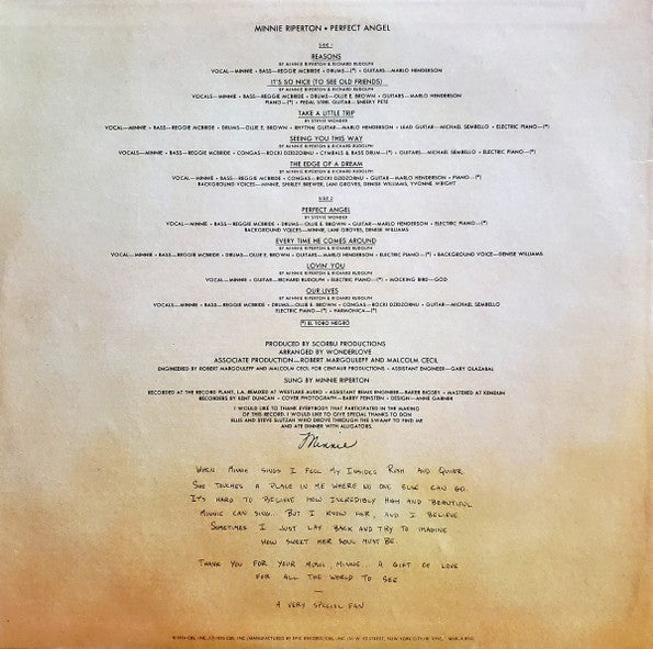 Minnie Riperton : Perfect Angel (LP, Album, Ter)