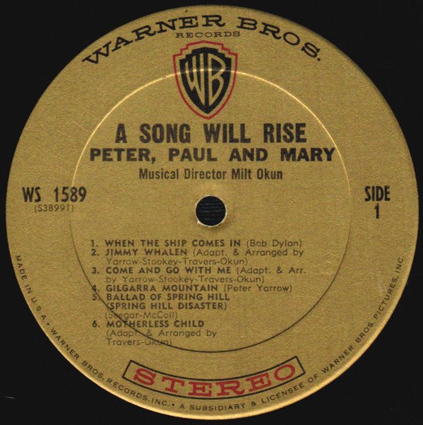 Peter, Paul And Mary* : A Song Will Rise (LP, Album, RP, Pit)