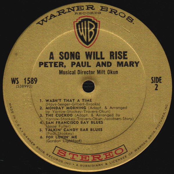 Peter, Paul And Mary* : A Song Will Rise (LP, Album, RP, Pit)