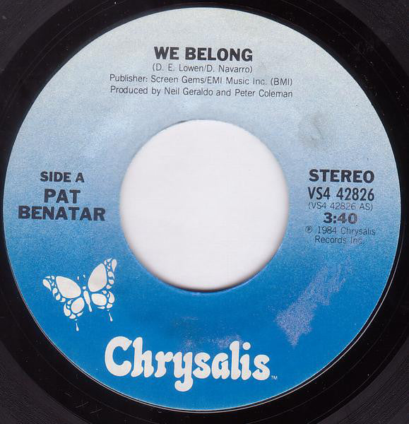Pat Benatar : We Belong (7", Single, Styrene, Car)