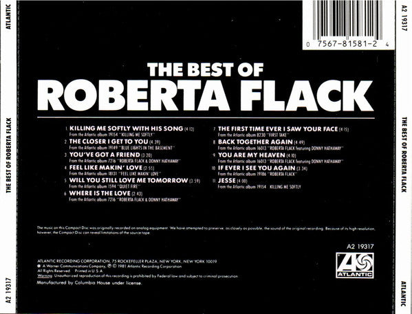 Roberta Flack : The Best Of Roberta Flack (CD, Comp, Club, RE, Spe)