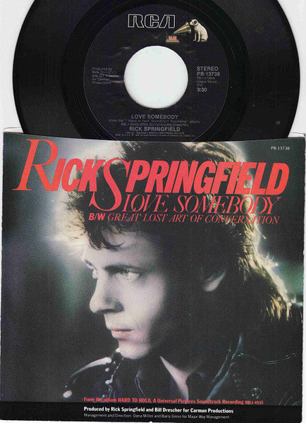 Rick Springfield : Love Somebody (7", Single, Styrene, Ind)