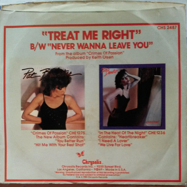 Pat Benatar : Treat Me Right (7", Single, Ter)