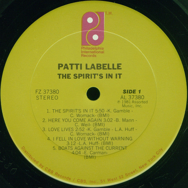 Patti LaBelle : The Spirit's In It (LP, Album, Pit)
