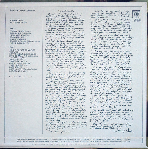 Johnny Cash : At Folsom Prison (LP, Album)