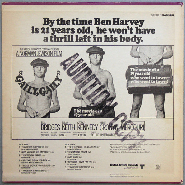 Henry Mancini : Gaily, Gaily (The Original Motion Picture Score) (LP, Album, All)