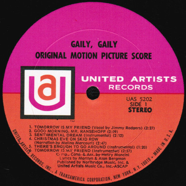 Henry Mancini : Gaily, Gaily (The Original Motion Picture Score) (LP, Album, All)