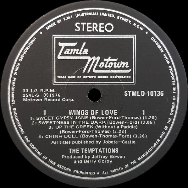 The Temptations : Wings Of Love (LP, Album)