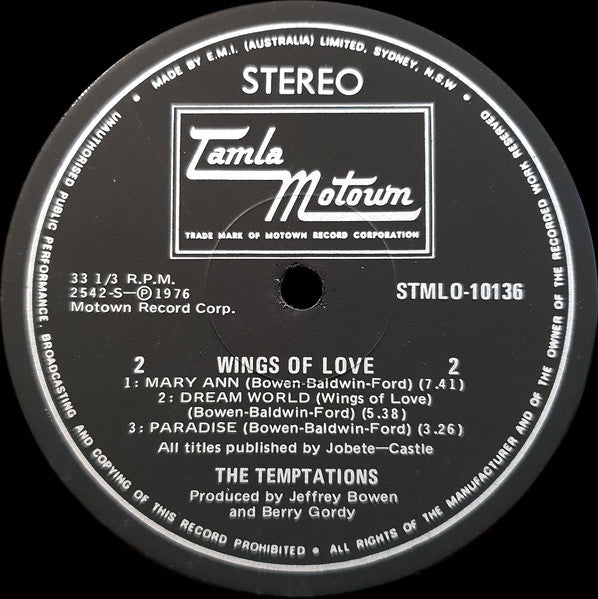 The Temptations : Wings Of Love (LP, Album)