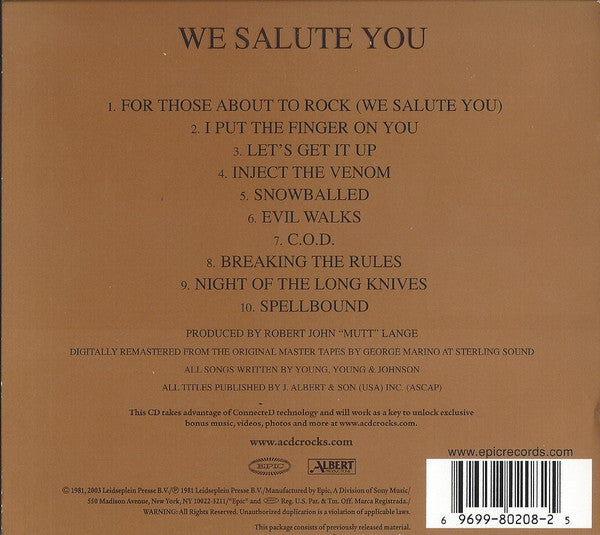 AC/DC : For Those About To Rock (We Salute You) (CD, Album, Enh, RE, RM, Dig)