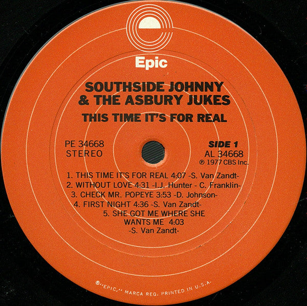Southside Johnny And The Asbury Jukes* : This Time It's For Real (LP, Album, Pit)