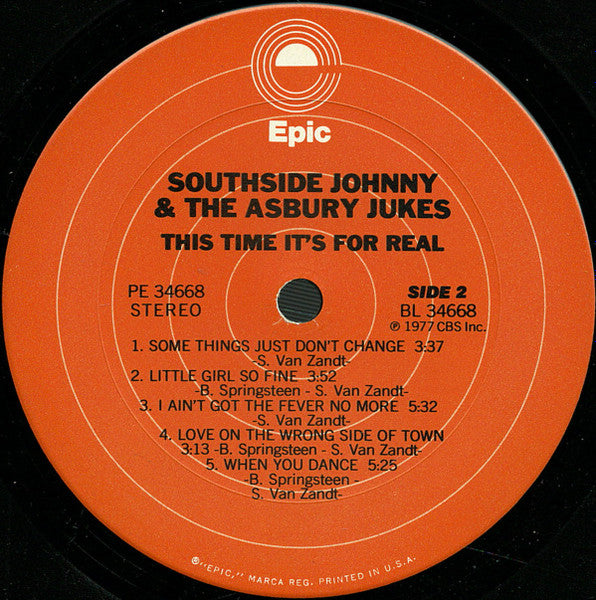 Southside Johnny And The Asbury Jukes* : This Time It's For Real (LP, Album, Pit)