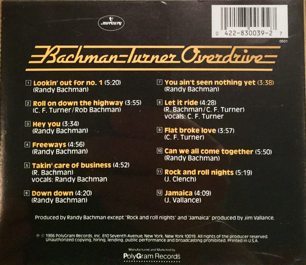 Bachman-Turner Overdrive : BTO's Greatest (CD, Comp, RE)