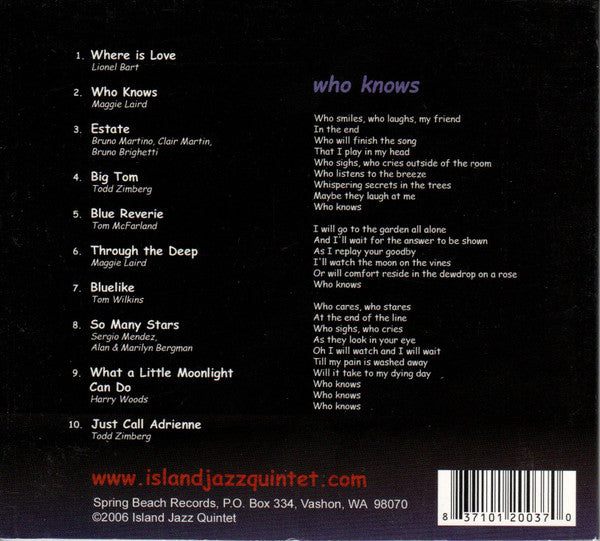 Island Jazz Quintet : Who Knows (CD, Album)