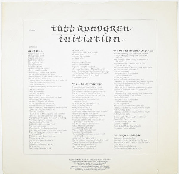 Todd Rundgren : Initiation (LP, Album, San)