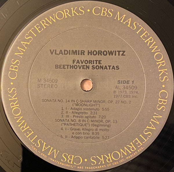 Vladimir Horowitz, Beethoven* : Favorite Beethoven Sonatas (LP, Comp, RP)