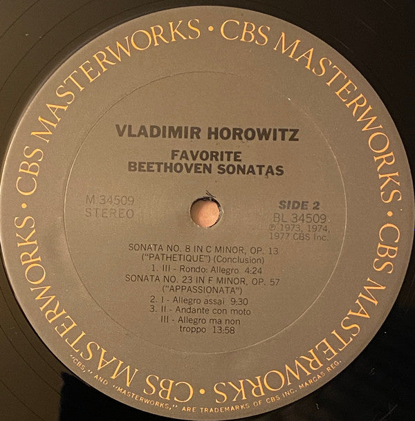 Vladimir Horowitz, Beethoven* : Favorite Beethoven Sonatas (LP, Comp, RP)