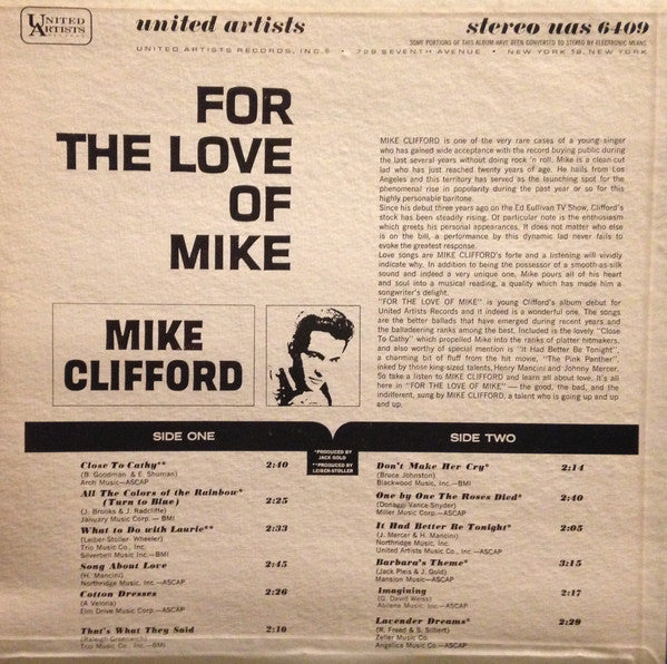 Mike Clifford : For The Love Of Mike (LP, Album)