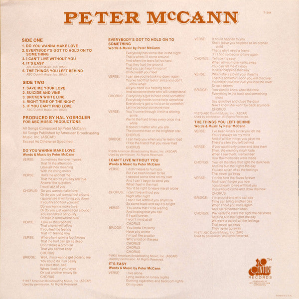 Peter McCann : Peter McCann (LP, Album, Ter)