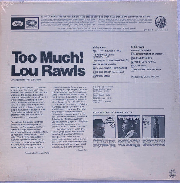 Lou Rawls : Too Much! (LP, Album, Jac)