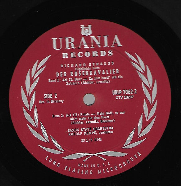 Strauss*, Rudolf Kempe, Saxon State Orchestra*, Ursula Richter, Tiana Lemnitz, Kurt Böhme : Der Rosenkavalier (Highlights) (LP, Album)