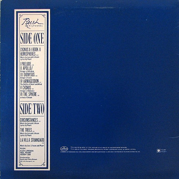 Rush : Hemispheres (LP, Album, Pic)