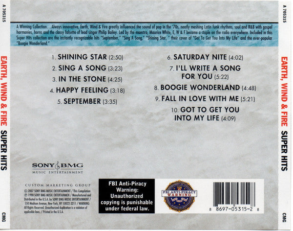Earth, Wind & Fire : Super Hits (CD, Comp, RE)