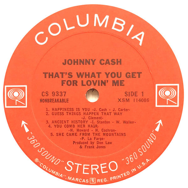 Johnny Cash : Happiness Is You / That's What You Get For Lovin' Me (LP, Album, Tit)