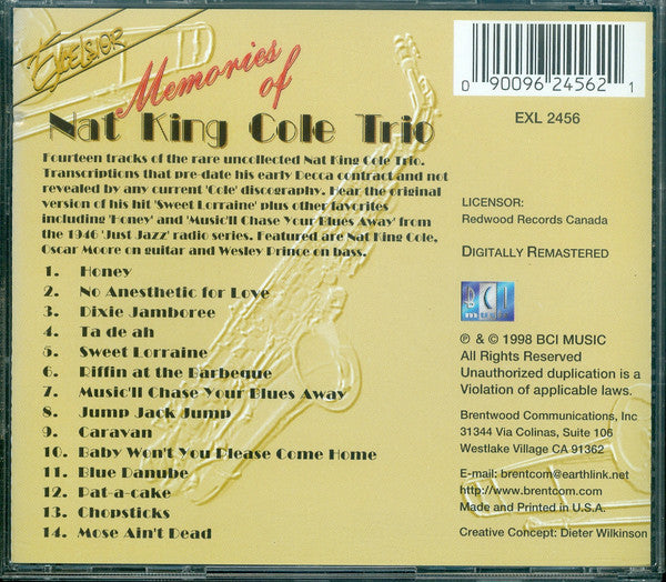 The Original Nat King Cole Trio* : Memories Of Nat King Cole (CD, Album, RM)
