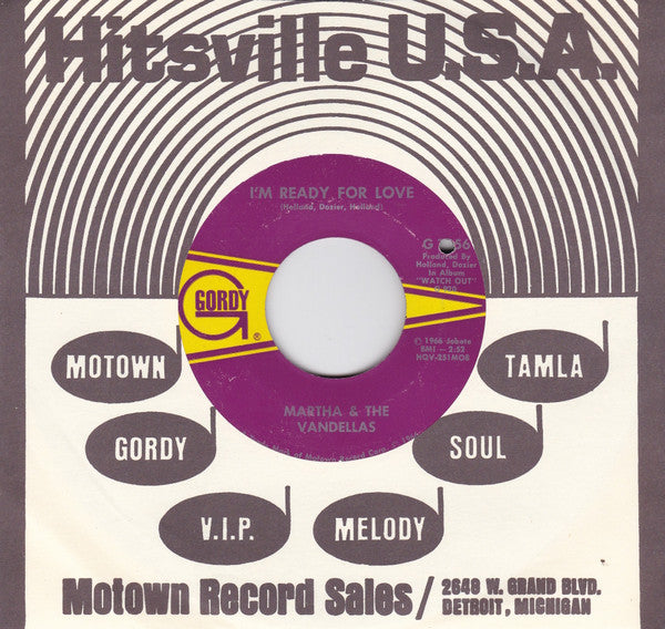 Martha & The Vandellas* : I'm Ready For Love (7", Single)
