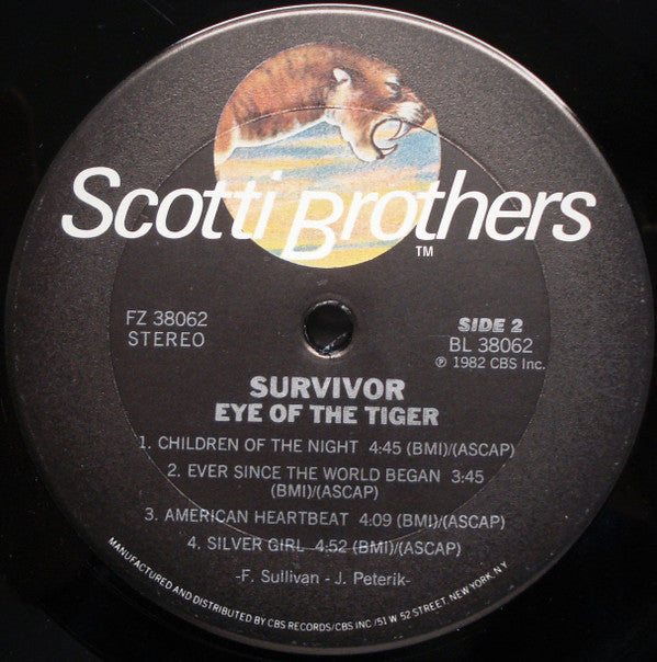 Survivor : Eye Of The Tiger (LP, Album, Pit)