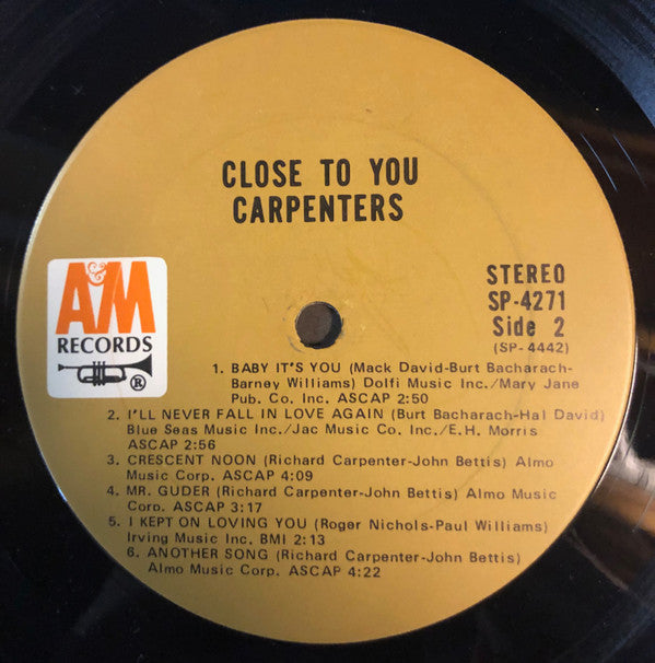 Carpenters : Close To You (LP, Album, Ter)