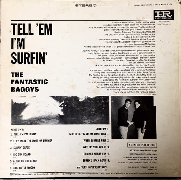 The Fantastic Baggys : Tell 'Em I'm Surfin' (LP, Album)