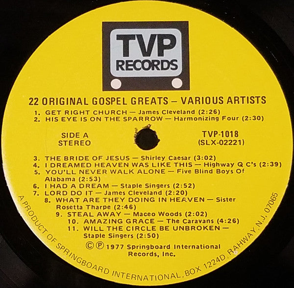 Various : 22 Original Gospel Greats (LP, Album, Comp)