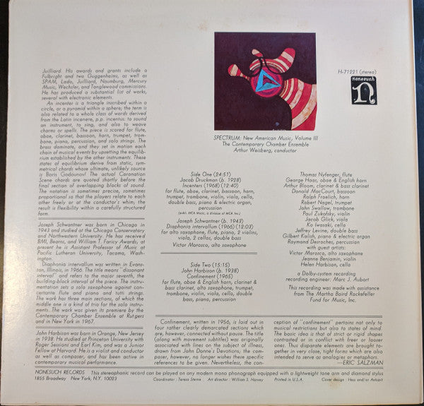Jacob Druckman / Joseph Schwantner / John Harbison : Spectrum: New American Music, Volume III (LP, Album)