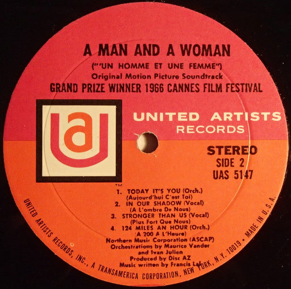 Francis Lai : A Man And A Woman ("Un Homme Et Une Femme") Original Motion Picture Soundtrack Grand Prize Winner 1966 Cannes Film Festival (LP, Album, RE, All)