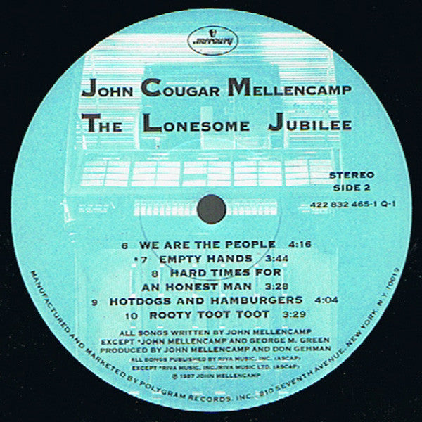 John Cougar Mellencamp : The Lonesome Jubilee (LP, Album, Hub)