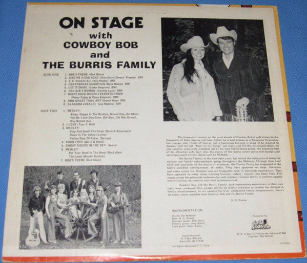 Bob Glaze, Burris Family : On Stage With Cowboy Bob And The Burris Family (LP)