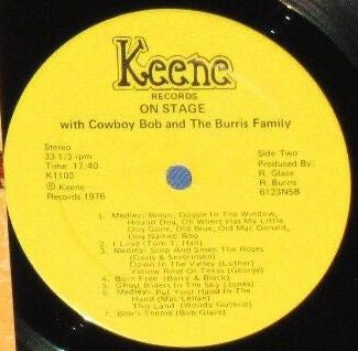 Bob Glaze, Burris Family : On Stage With Cowboy Bob And The Burris Family (LP)
