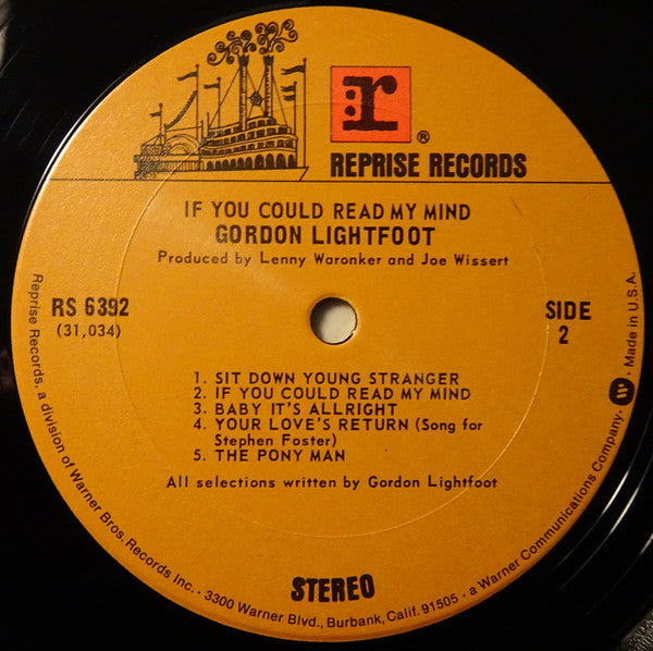 Gordon Lightfoot : If You Could Read My Mind (LP, Album, RE)