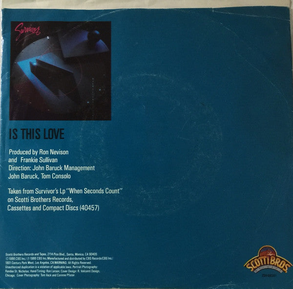 Survivor : Is This Love / Can't Let You Go (7", Single, Pit)