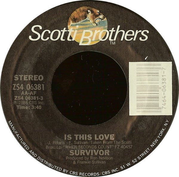 Survivor : Is This Love / Can't Let You Go (7", Single, Pit)