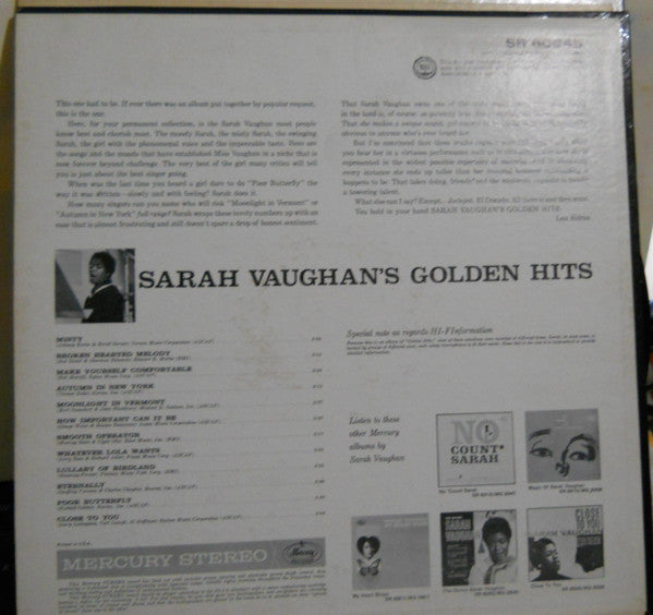 Sarah Vaughan : Sarah Vaughan's Golden Hits (LP, Comp)
